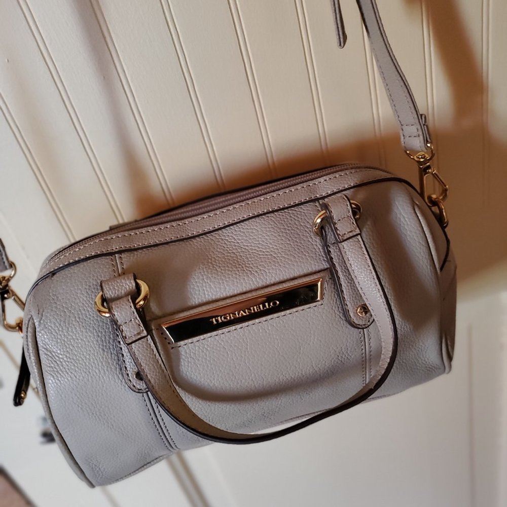 Tignanello Main Street Small Satchel in Taupe Pebble Leather